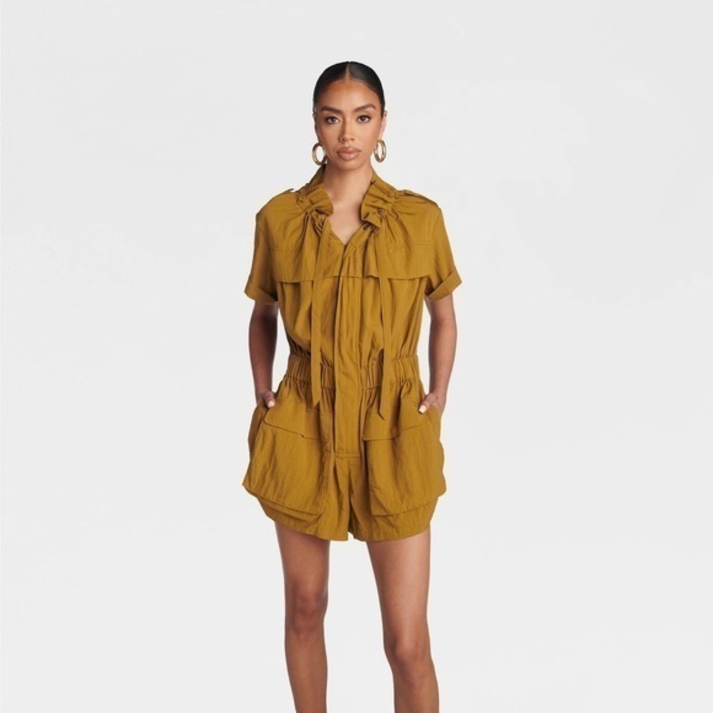 KBB by KAHLANA Target XS Extra Small Short Sleeve The Utility Romper Green Brown